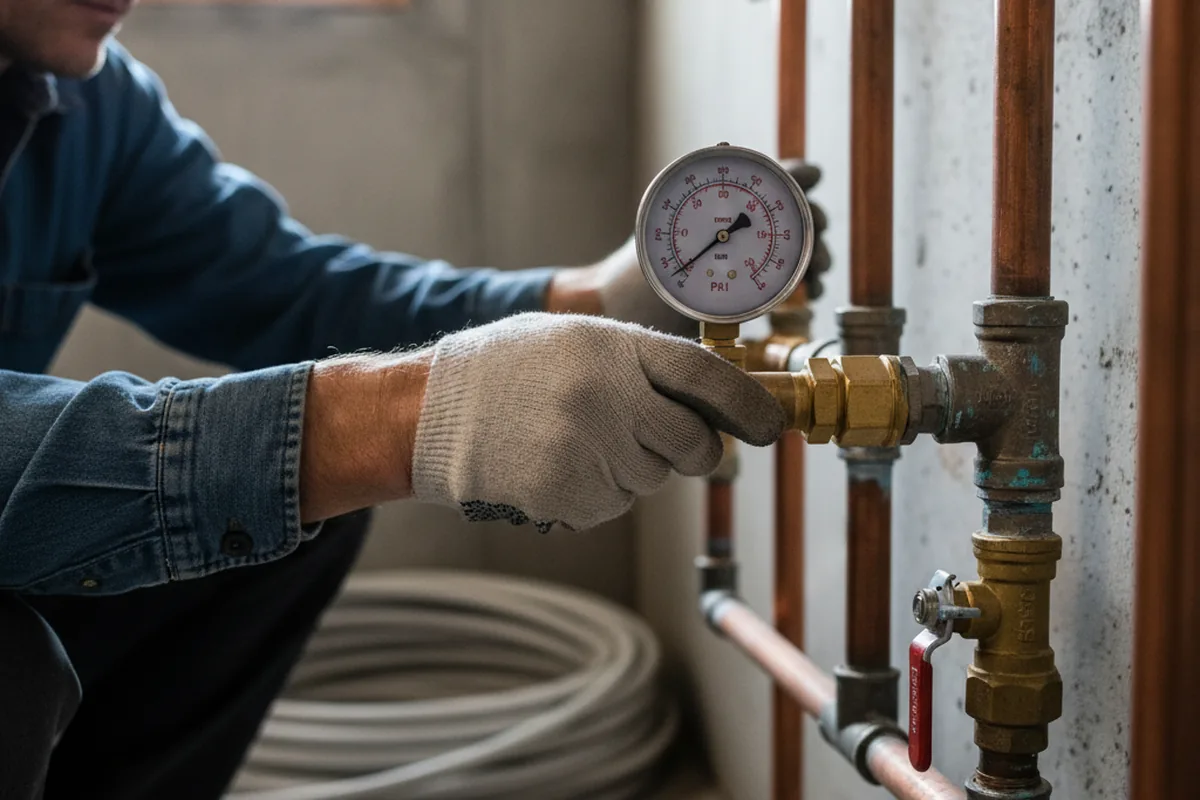 Pressure testing a repaired line during Water Line Repair in Lynndyl
